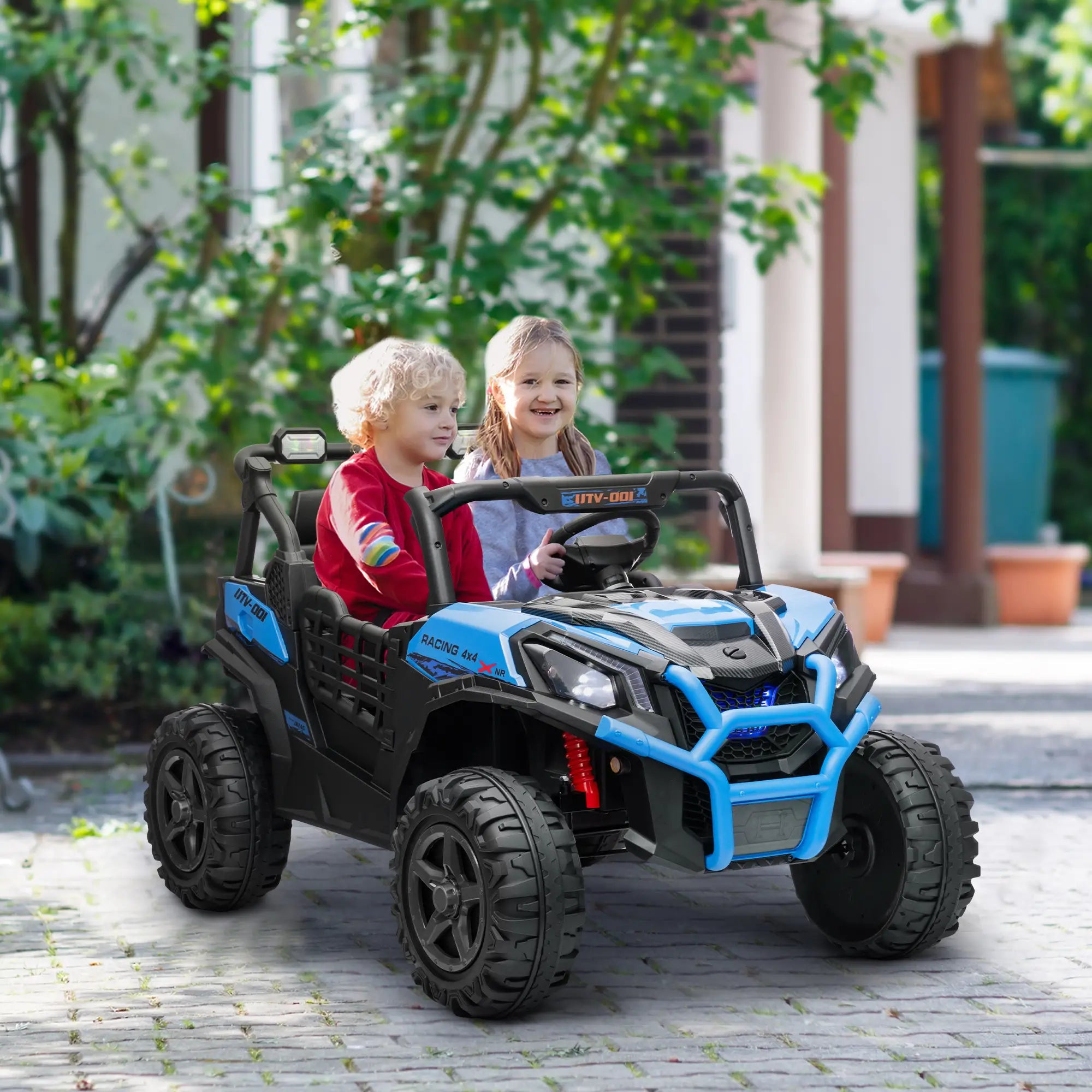 24V 2-Seater Kids Electric Car with Remote, 3 Speeds, LED Lights, Music & Suspension