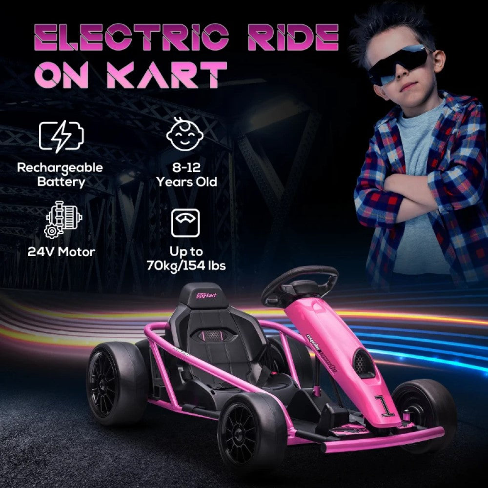 24V Electric Drift Go Kart for Kids – 2-Speed Racing Ride-On for Boys and Girls Ages 8-12