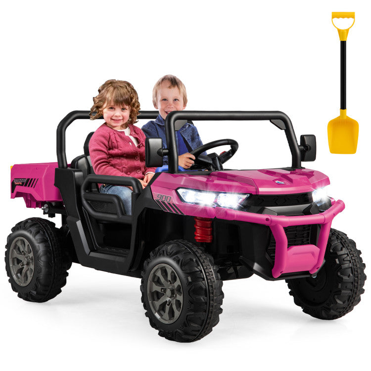 24V Remote Control Ride-On Dump Truck, Kids' Electric Construction Vehicle with 2 Motors