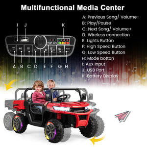 24V Remote Control Ride-On Dump Truck, Kids' Electric Construction Vehicle with 2 Motors