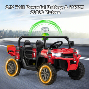 24V Remote Control Ride-On Dump Truck, Kids' Electric Construction Vehicle with 2 Motors