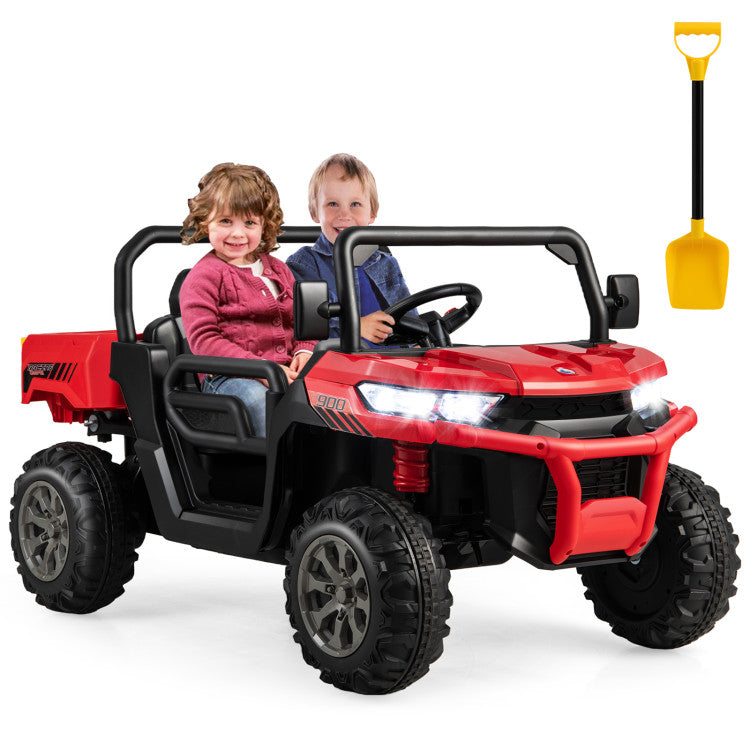 24V Remote Control Ride-On Dump Truck, Kids' Electric Construction Vehicle with 2 Motors