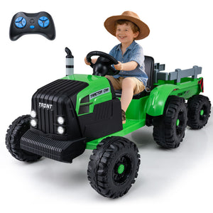 24V ride on tractor for kids with detachable trailer