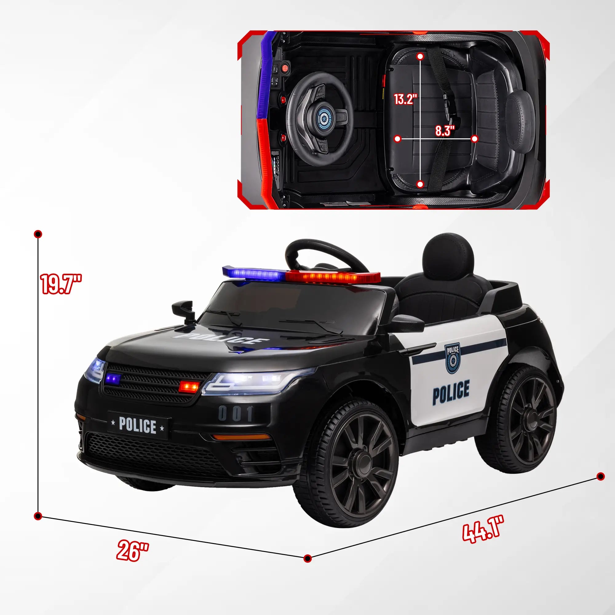 Kids 24V police ride-on car with lights and siren