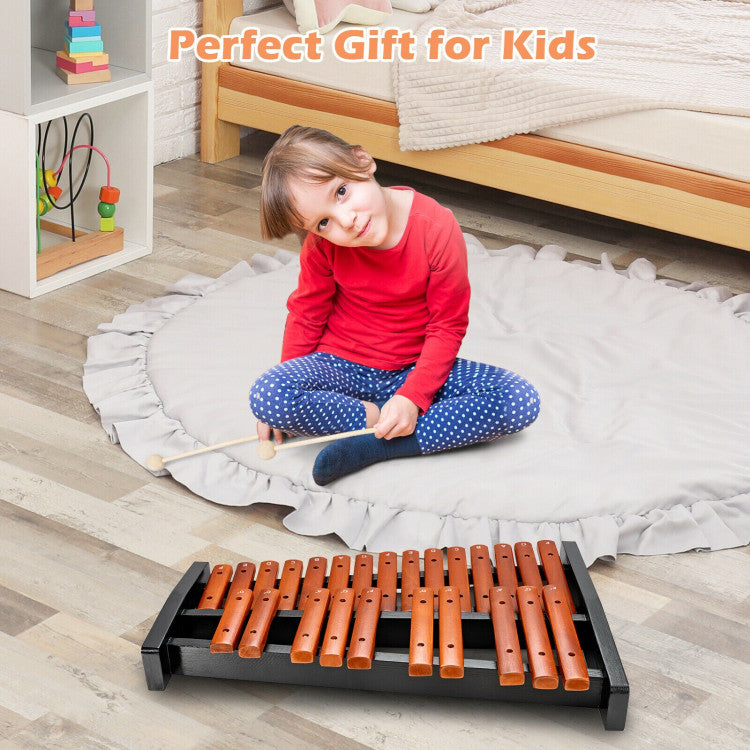 25-Note Wooden Xylophone for Kids - Educational Percussion Instrument with 2 Mallets