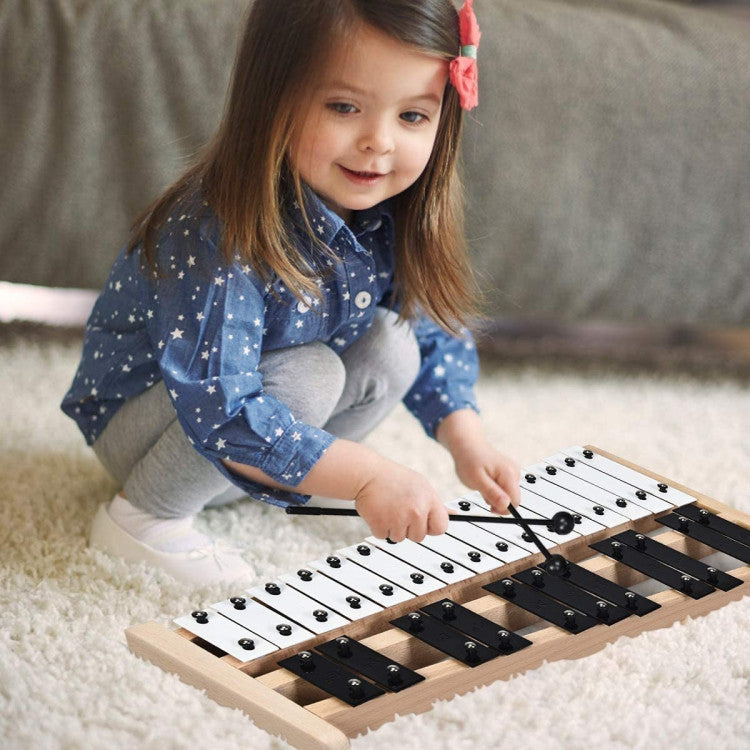 27-Note Glockenspiel Xylophone with 2 Rubber Mallets – Portable Percussion Instrument