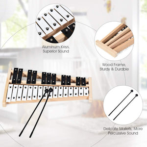 27-Note Glockenspiel Xylophone with 2 Rubber Mallets – Portable Percussion Instrument