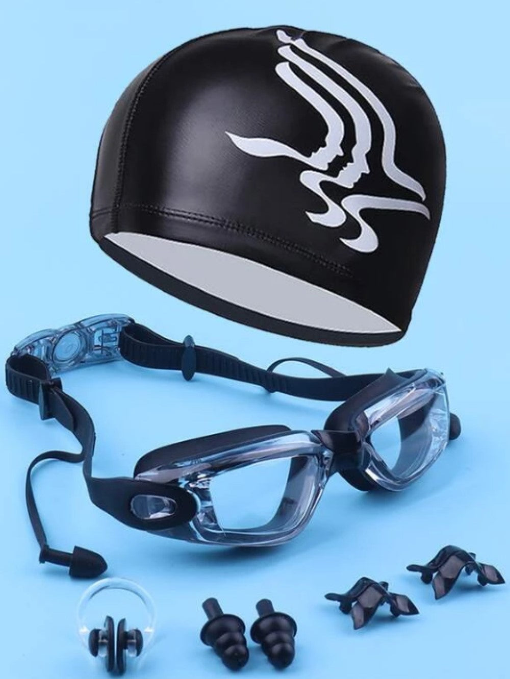 7pcs Anti-fog Swimming Goggles With Swim Cap Set