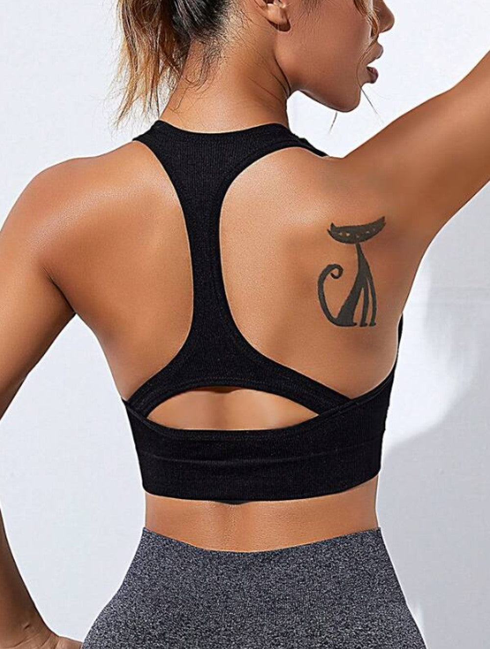 Yoga Basic Cut Out Racerback Sports Bra