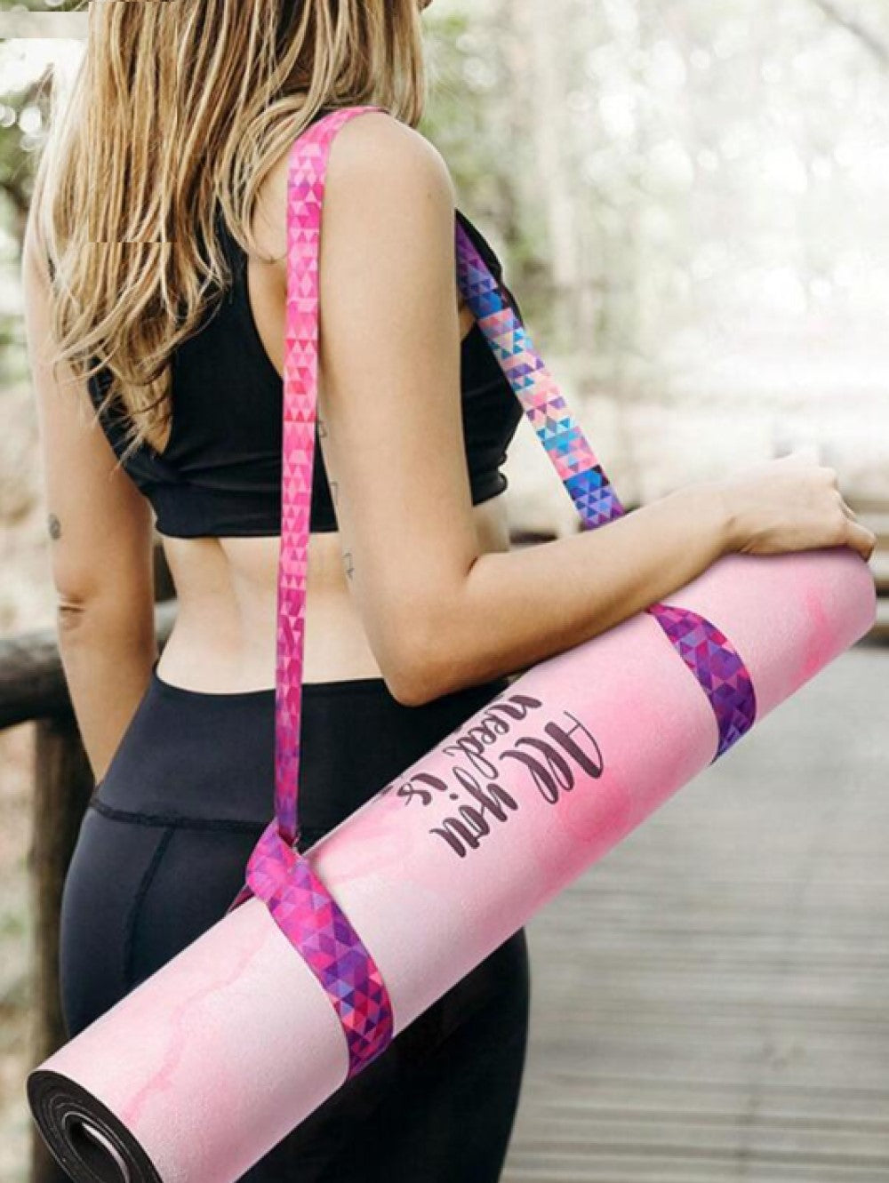 1pc Geometric Pattern Yoga Mat Strap Without Yoga Mat