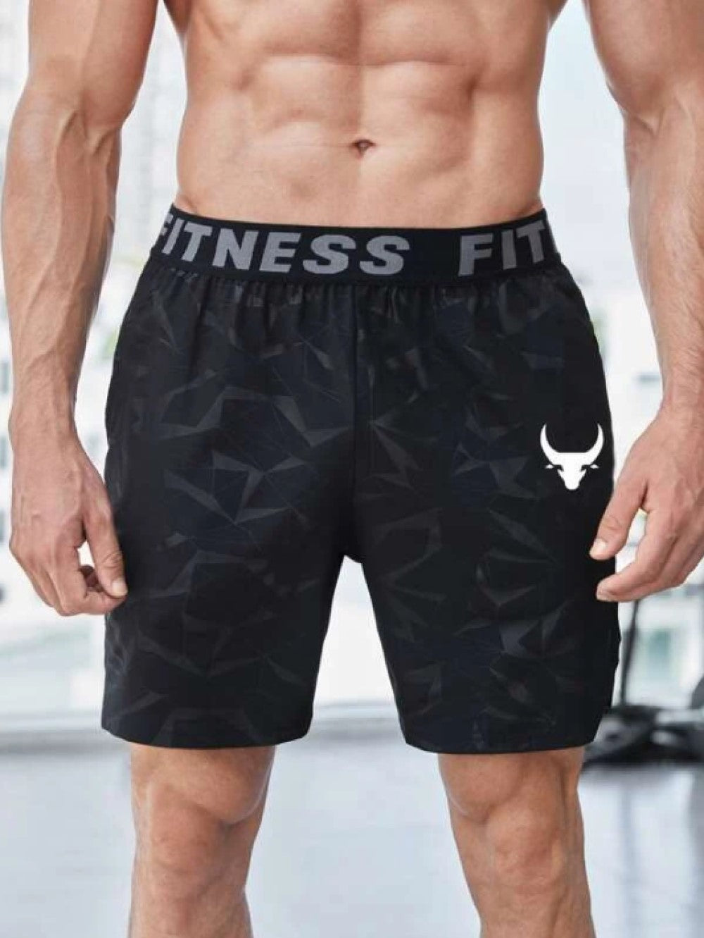 Fitness Men Letter Graphic Sports Shorts