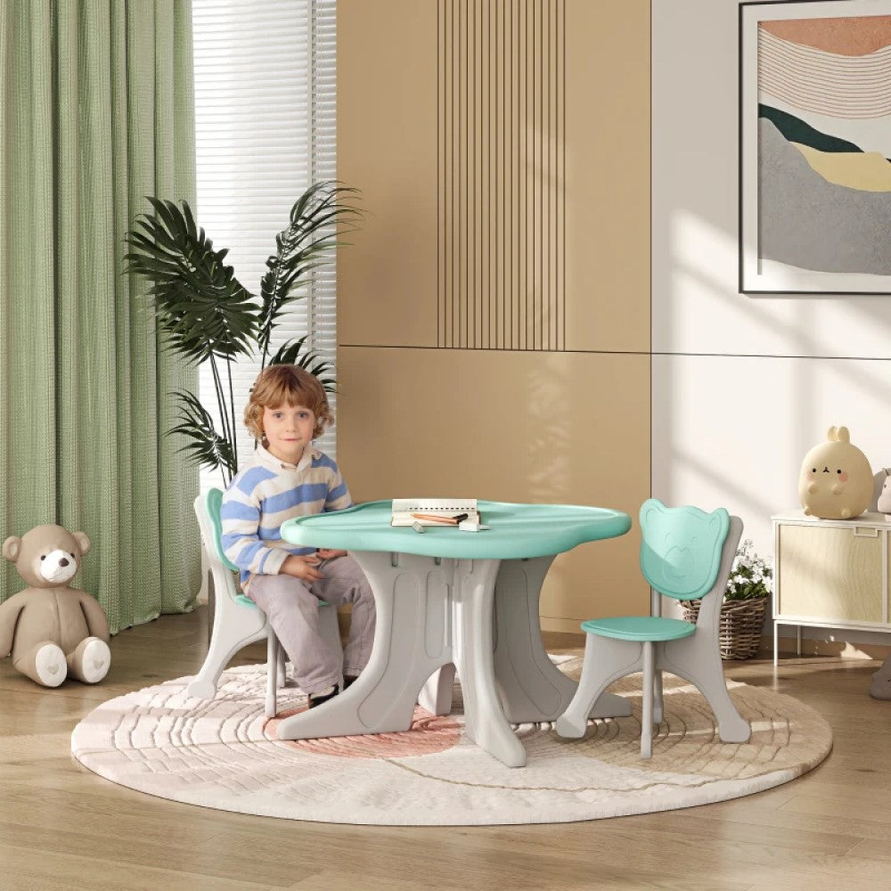 3-Piece Kids Table and Chairs Set, Light Blue – Perfect for Ages 3-6, Playroom Furniture