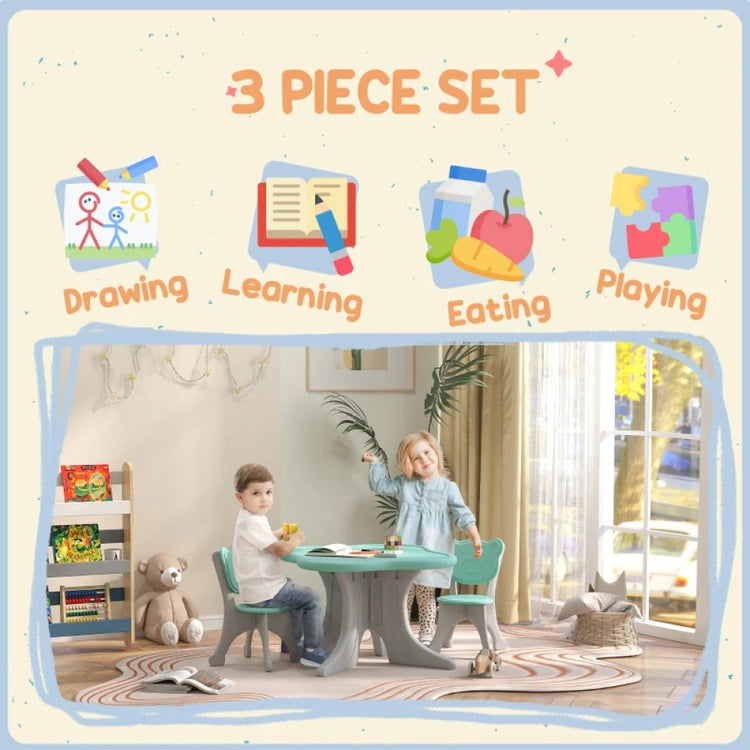 3-Piece Kids Table and Chairs Set, Light Blue – Perfect for Ages 3-6, Playroom Furniture