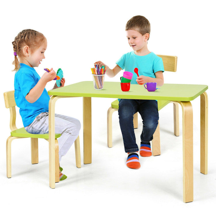 3-Piece Kids Wooden Table and 2 Chairs Set – Activity, Play, and Study Furniture