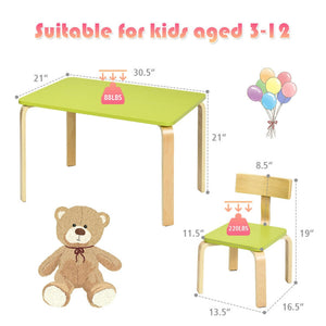 3-Piece Kids Wooden Table and 2 Chairs Set – Activity, Play, and Study Furniture