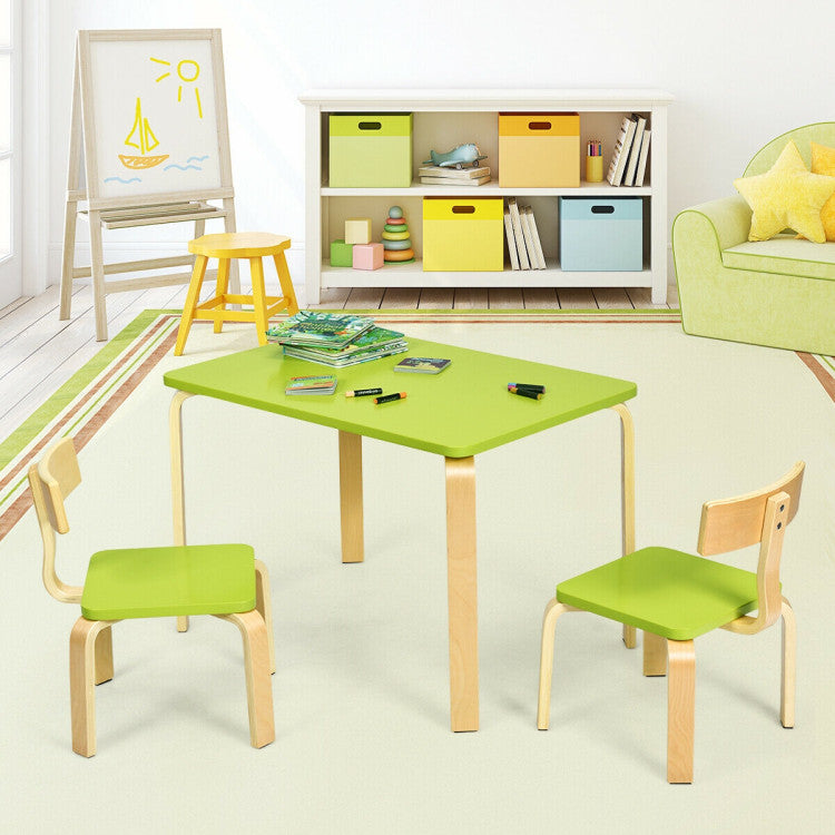 3-Piece Kids Wooden Table and 2 Chairs Set – Activity, Play, and Study Furniture