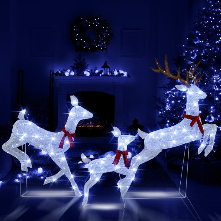 3-Piece Pre-Lit Christmas Lighted Reindeer Family Decoration Set