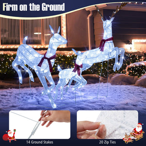 3-Piece Pre-Lit Christmas Lighted Reindeer Family Decoration Set