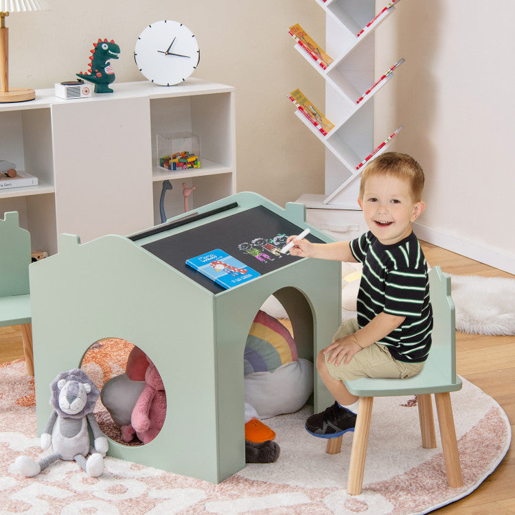 3-Piece Wooden Kids Table and Chair Set with Safe Edges and Durable Construction