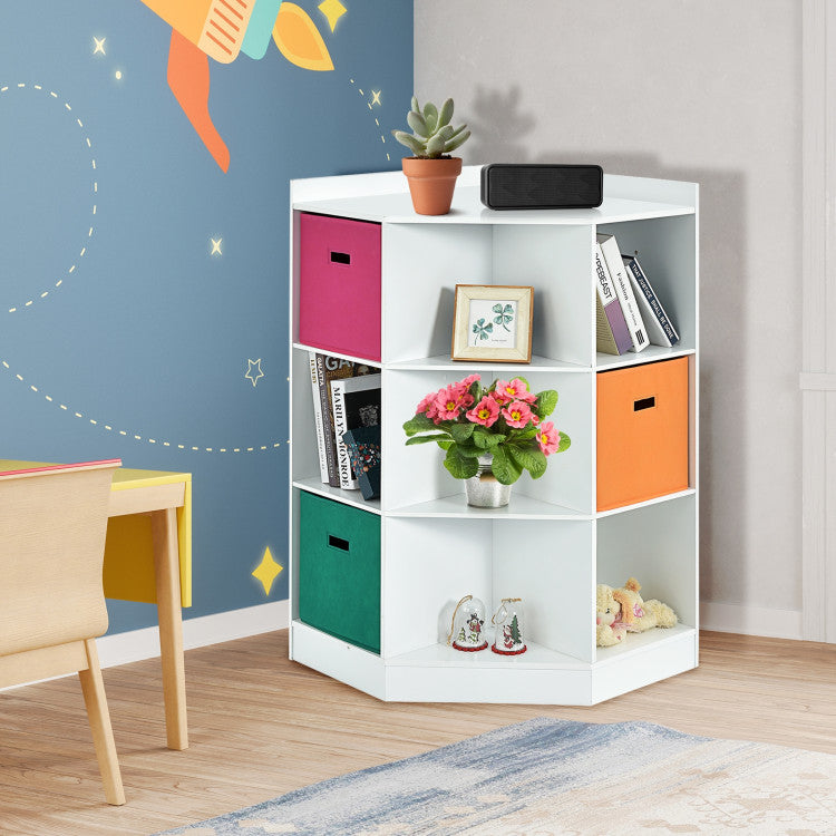 3-Tier Kids Storage Shelf Organizer with 3 Baskets – Corner Cabinet for Children’s Room