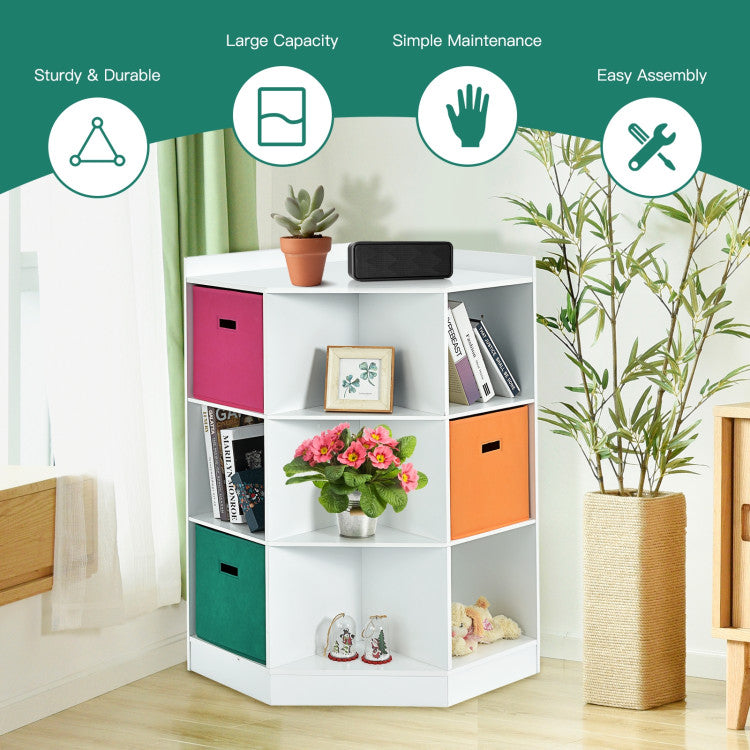 3-Tier Kids Storage Shelf Organizer with 3 Baskets – Corner Cabinet for Children’s Room