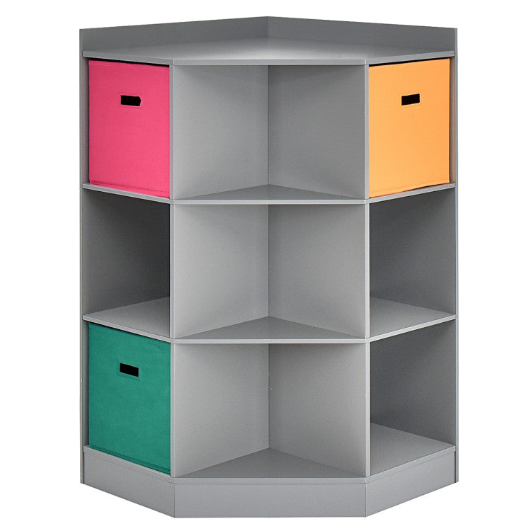 3-Tier Kids Storage Shelf Organizer with 3 Baskets – Corner Cabinet for Children’s Room