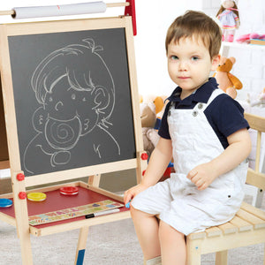 3-in-1 kids art easel with whiteboard chalkboard and paper roll