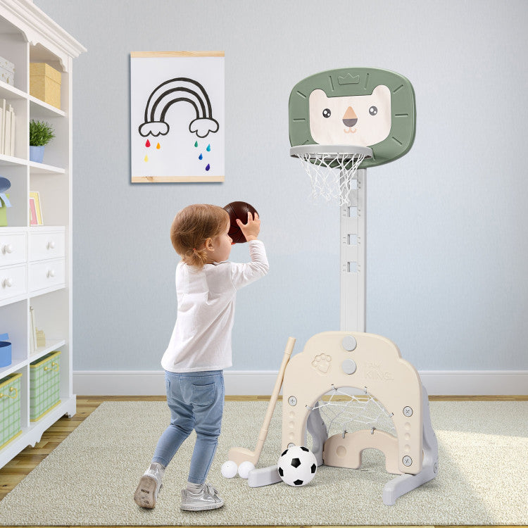 3-in-1 Adjustable Kids Basketball Hoop Set for Indoor and Outdoor Play - Versatile Toy Sports Sets