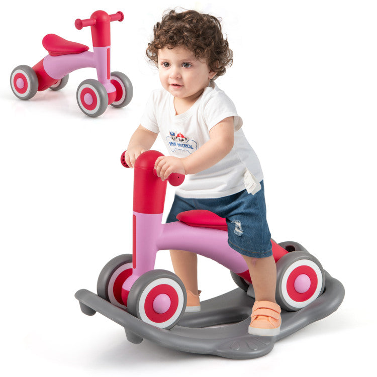 3-in-1 Convertible Rocking Horse with Balance Board, Sliding Car, and Seat