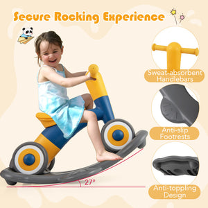 3-in-1 Convertible Rocking Horse with Balance Board, Sliding Car, and Seat