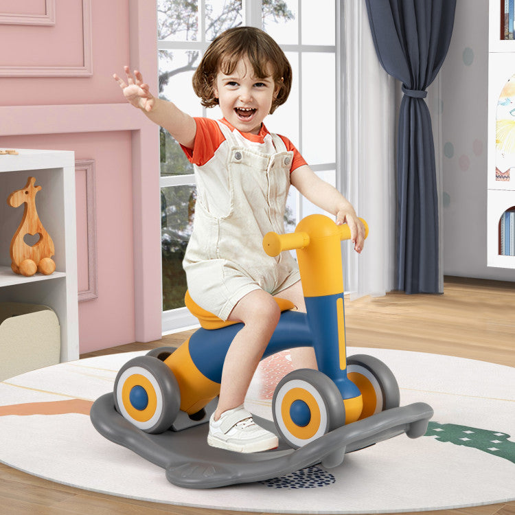 3-in-1 Convertible Rocking Horse with Balance Board, Sliding Car, and Seat