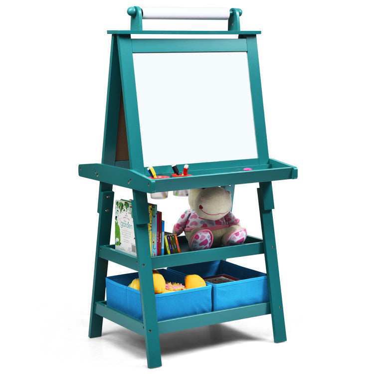 3-in-1 Double-Sided Art Easel with Storage for Kids Versatile Art Station