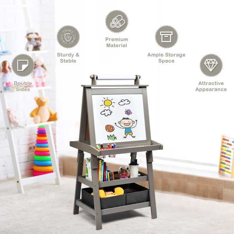 3-in-1 Double-Sided Art Easel with Storage for Kids Versatile Art Station