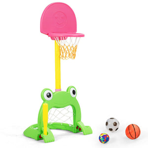 3-in-1 Kids Basketball Hoop Stand Set for Indoor/Outdoor Play - Toy Sports for Backyard Games