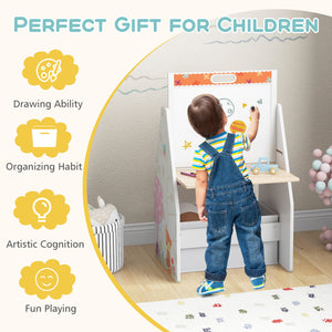 3-in-1 Kids Easel Play Station with Chair and Storage Bins – Convertible Design