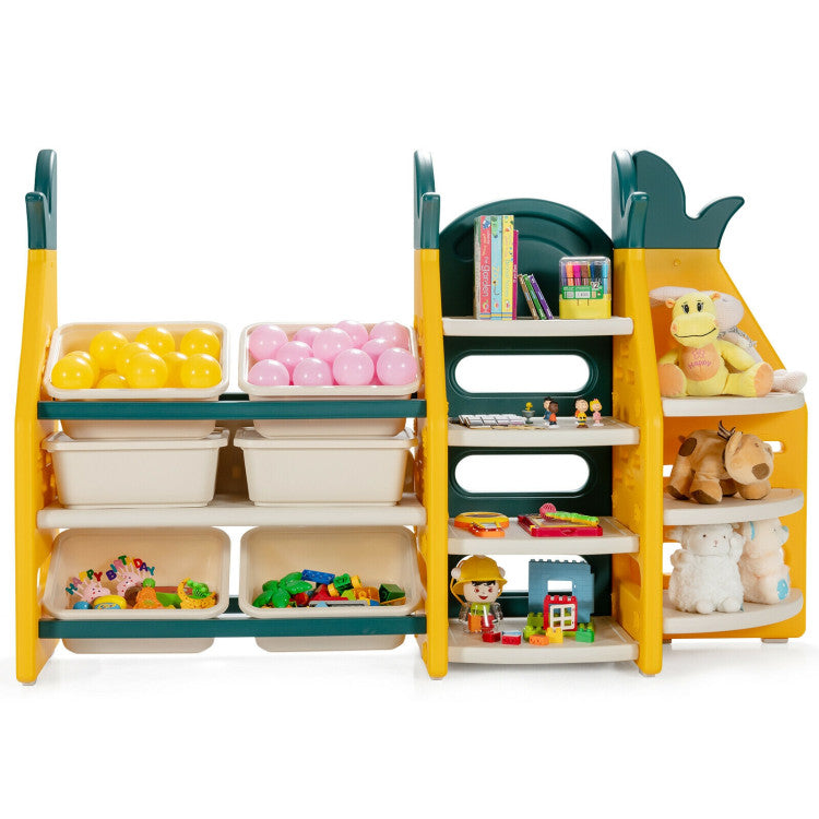 3-in-1 Kids Toy Storage Organizer with Bookshelf and Corner Rack for Playroom