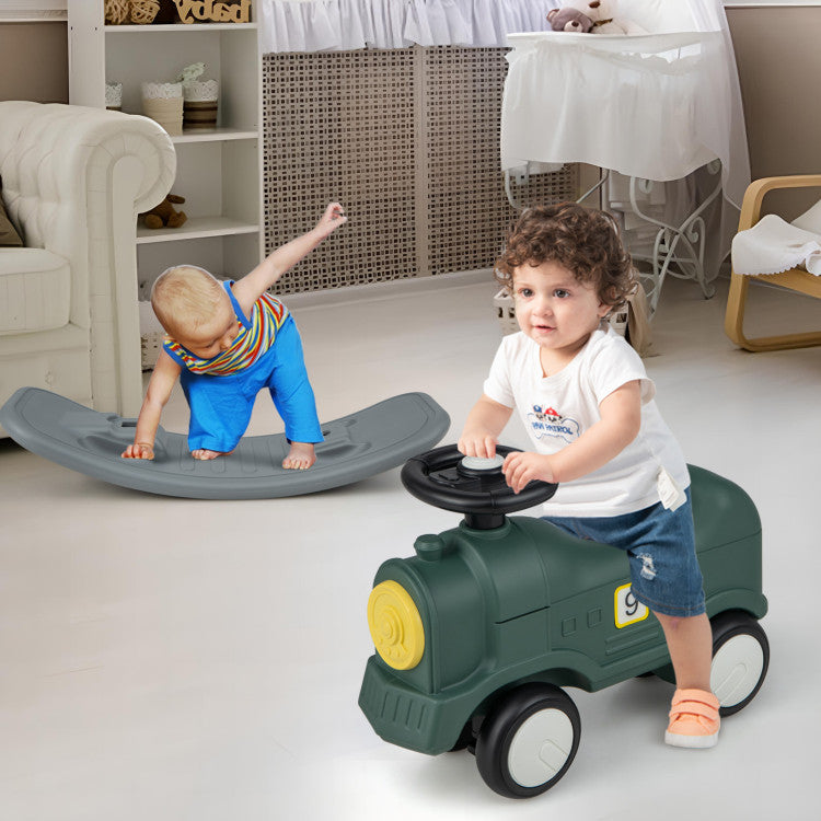 3-in-1 Rocking Horse, Scooter and Detachable Balance Board for Toddlers and Kids