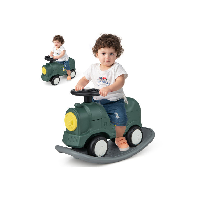 3-in-1 Rocking Horse, Scooter and Detachable Balance Board for Toddlers and Kids