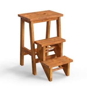 3-in-1 Rubber Wood Step Stool with Handle – Versatile, Durable, and Convenient