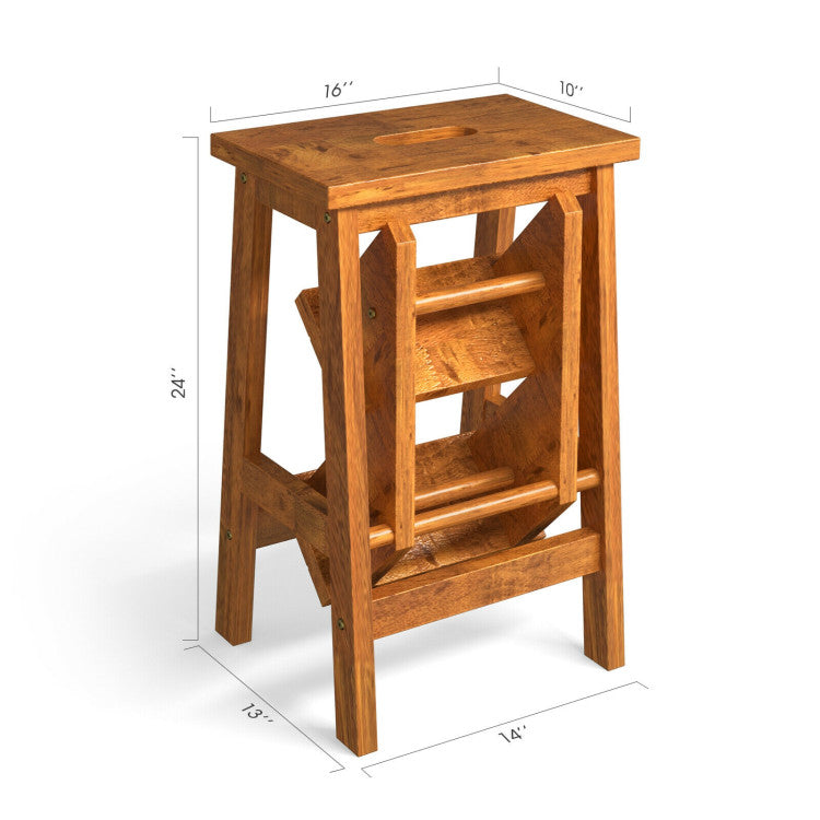 3-in-1 Rubber Wood Step Stool with Handle – Versatile, Durable, and Convenient