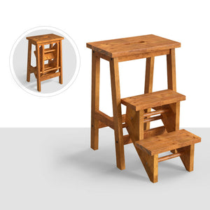 3-in-1 Rubber Wood Step Stool with Handle – Versatile, Durable, and Convenient