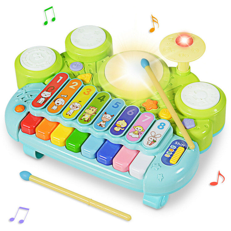 3-In-1 Electronic Piano Xylophone Game Drum Set