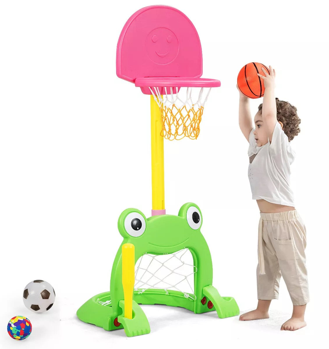 3-in-1 Kids Basketball Hoop Stand Set for Indoor/Outdoor Play - Toy Sports for Backyard Games