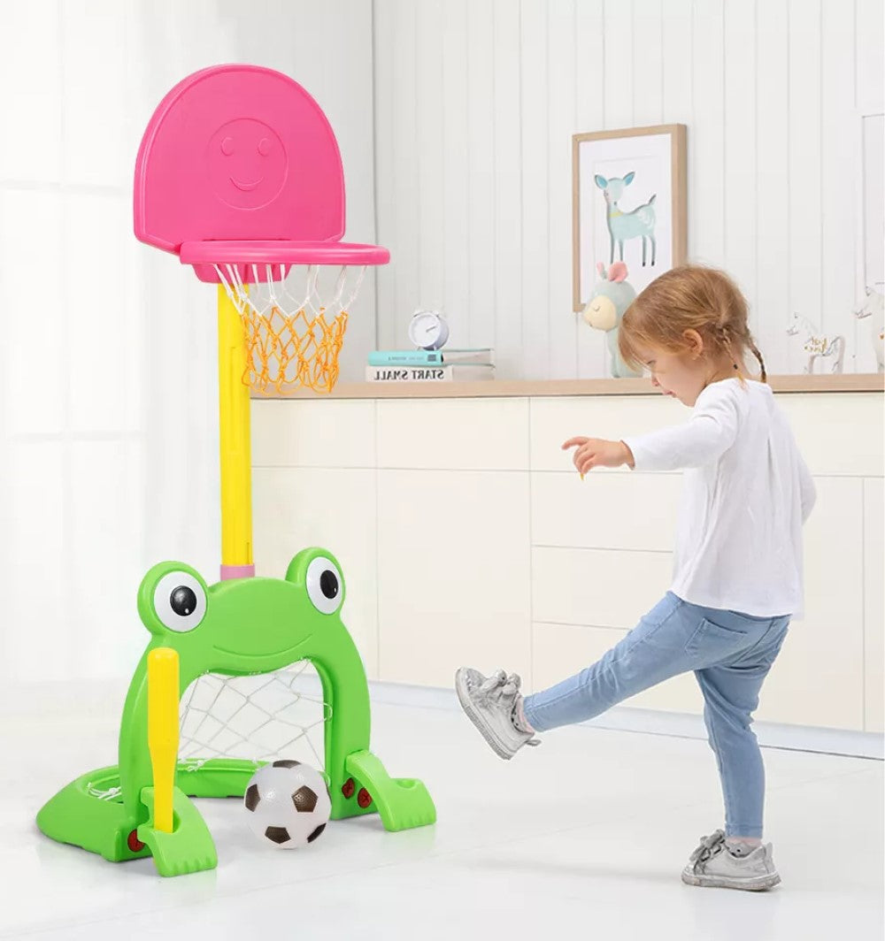 3-in-1 Kids Basketball Hoop Stand Set for Indoor/Outdoor Play - Toy Sports for Backyard Games