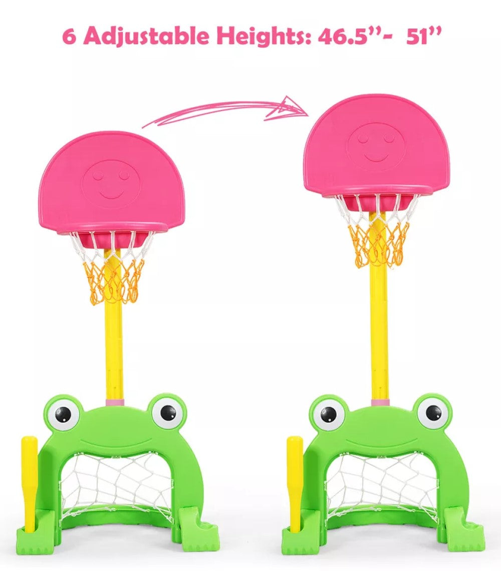 3-in-1 Kids Basketball Hoop Stand Set for Indoor/Outdoor Play - Toy Sports for Backyard Games