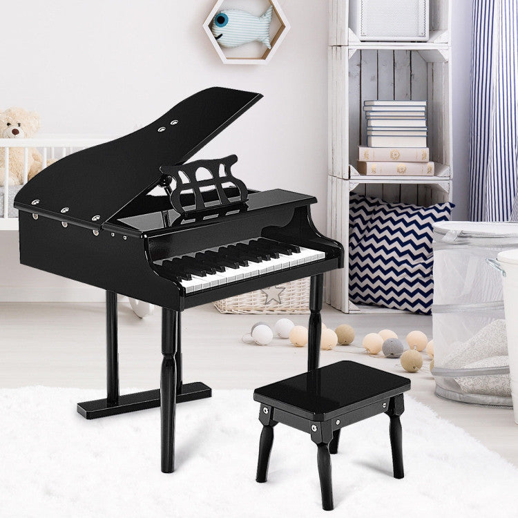 30-Key Kids Piano Keyboard Toy with Bench, Lid & Music Rack - Educational Fun