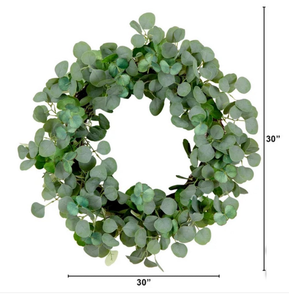 30" Artificial Eucalyptus Wreath for Front Door | Faux Greenery Wreath for Home Decor