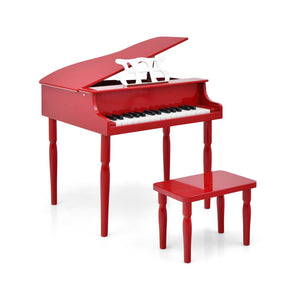 30-Key Wooden Toy Grand Piano for Kids with Bench and Music Rack
