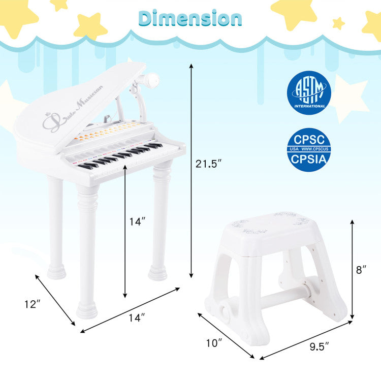 31-Key Kids Piano Keyboard with Stool, Lid & Bench - Ideal for Beginner Pianists