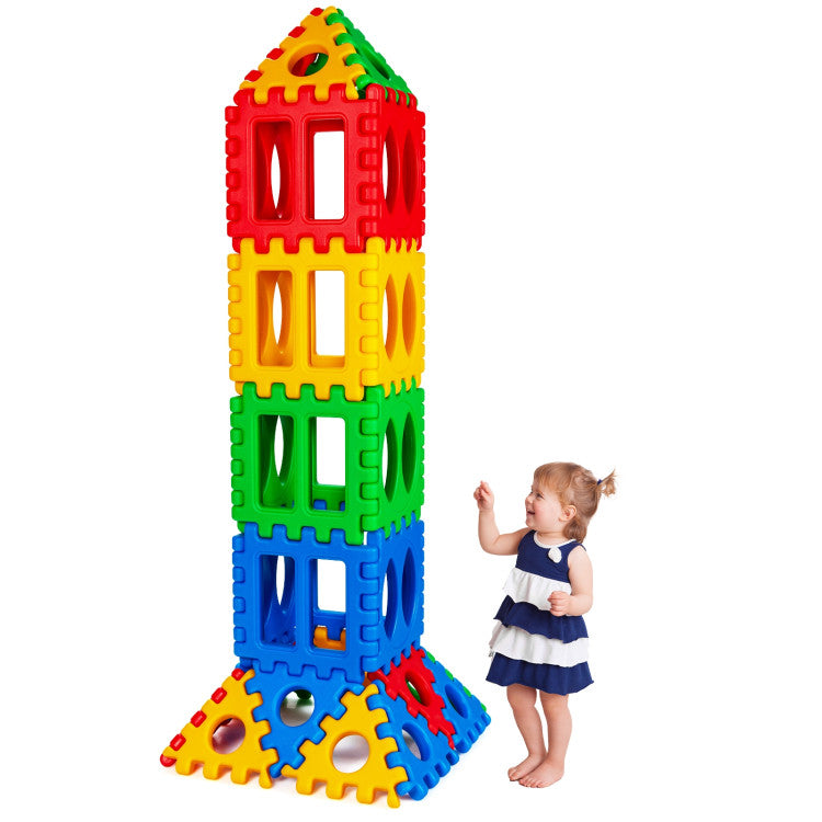 32-Piece Big Waffle Block Set for Kids Educational Stacking Building Toy